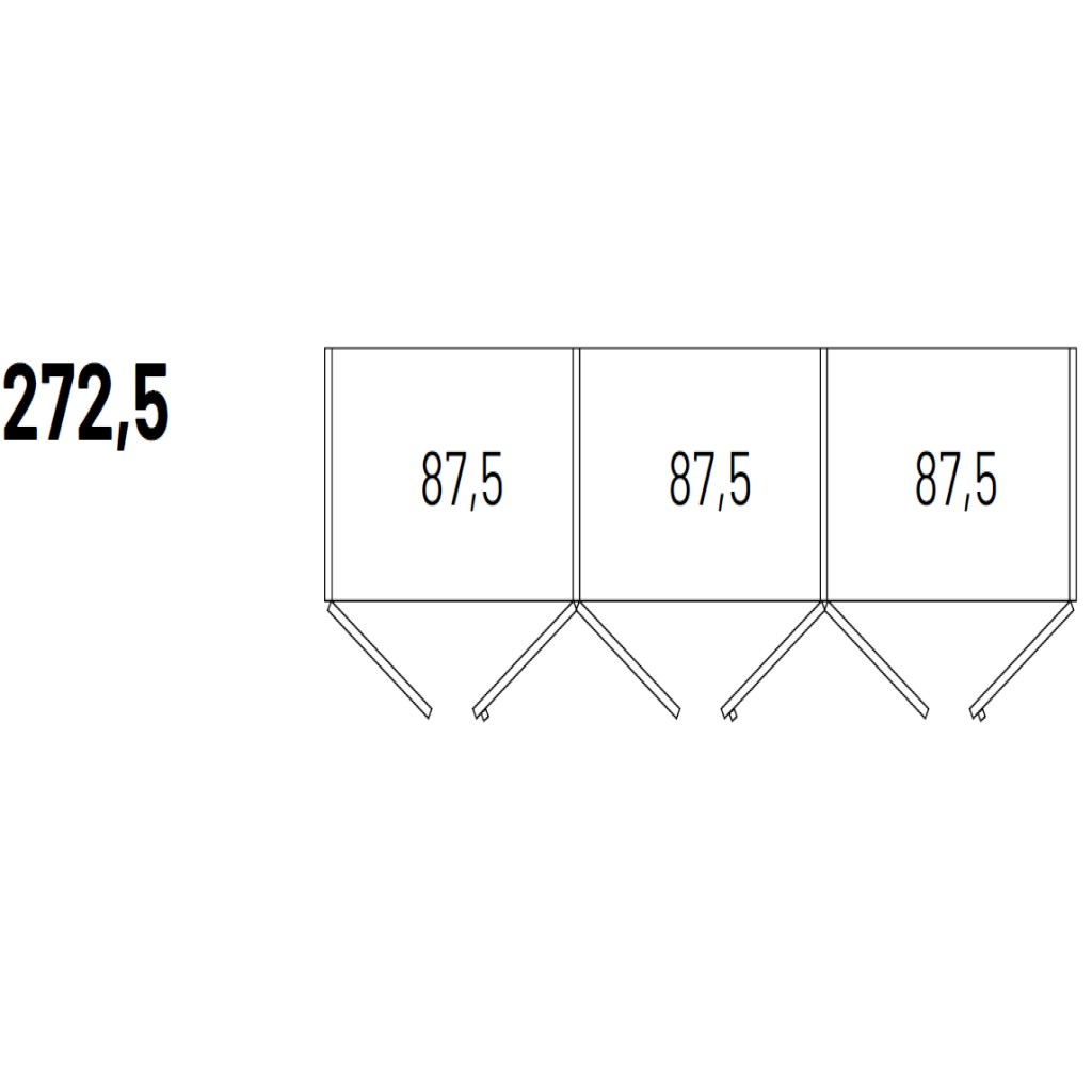 Graphic showing size of wardrobe composition 2725mm
